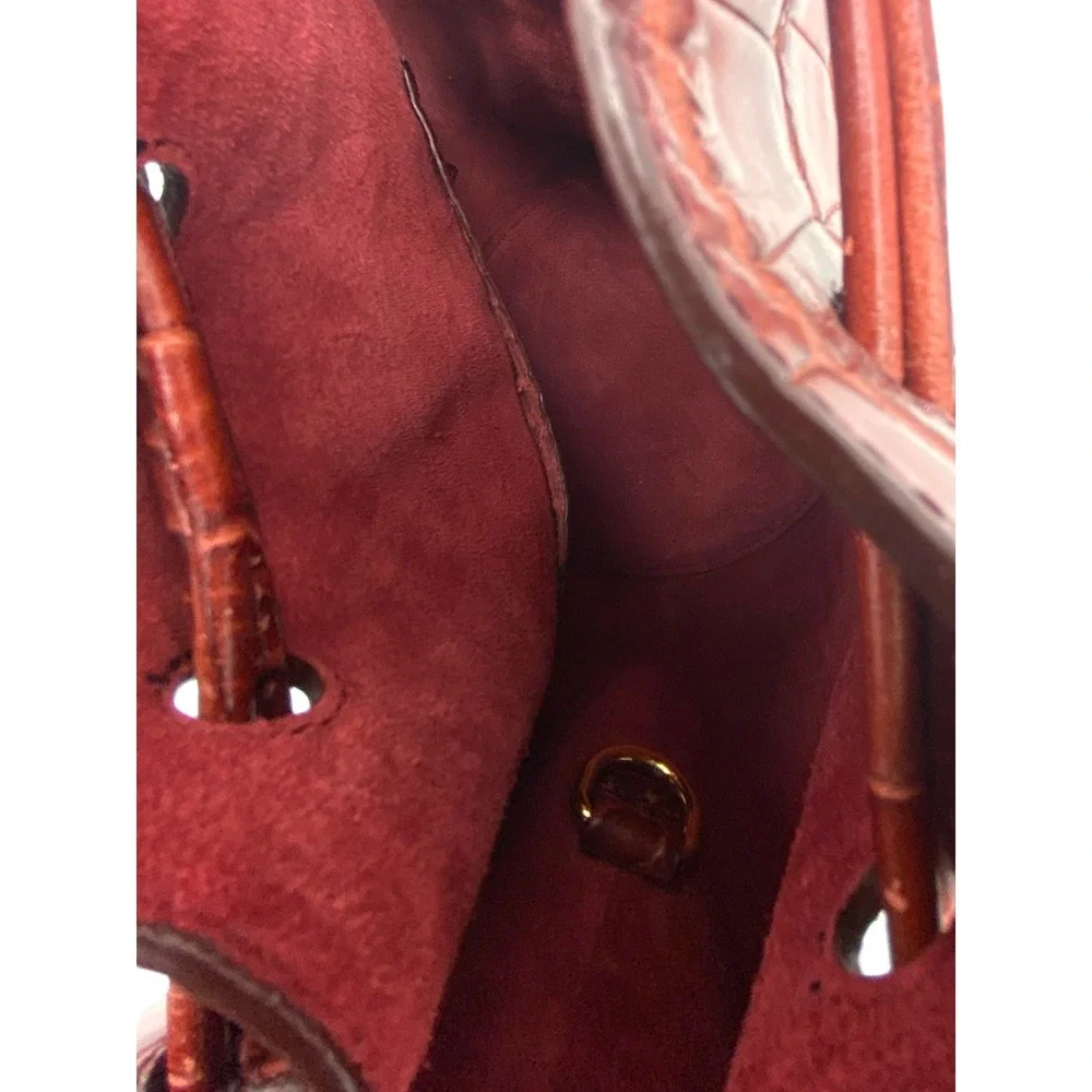 Cuyana Mini Bucket Bag Red Croc Embossed Leather Gold Hardware SAMPLE